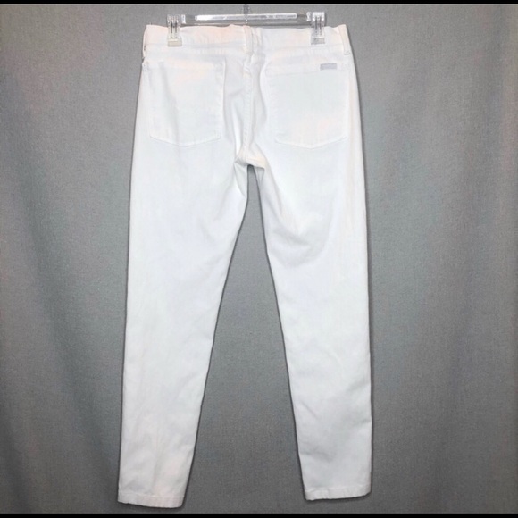 7 For All Mankind White Straight Leg Jeans - Picture 3 of 8